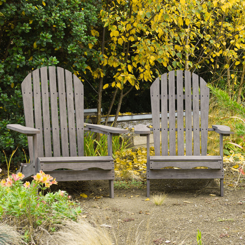 34.4" W Rustic Adirondrack Chair, Gray, Gray