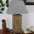 Hetrick 24" Natural Slate Outdoor Table Lamp with Grey Shade