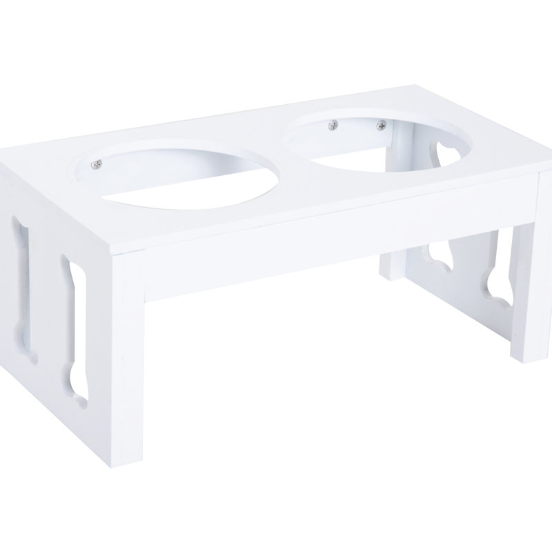 Support à nourriture pour animaux moderne surélevé de 23 po avec base stable pour chien - blanc, favorise une meilleure digestion et propreté