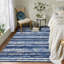 Tapis bleu / blanc en polyester tissé à la machine Yader Southwestern-1248572007