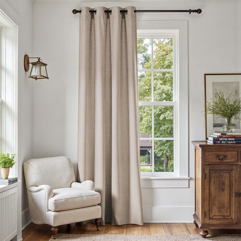 Textured Blackout Curtain Panel - Thermal Insulated Grommet Drape for Light Control & Privacy (1 Panel), Grayish Beige