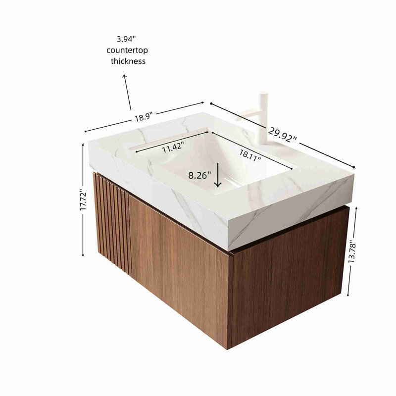Meuble-lavabo moderne, 30"