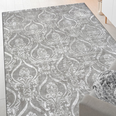 Tapis argent noué à la main de haute qualité