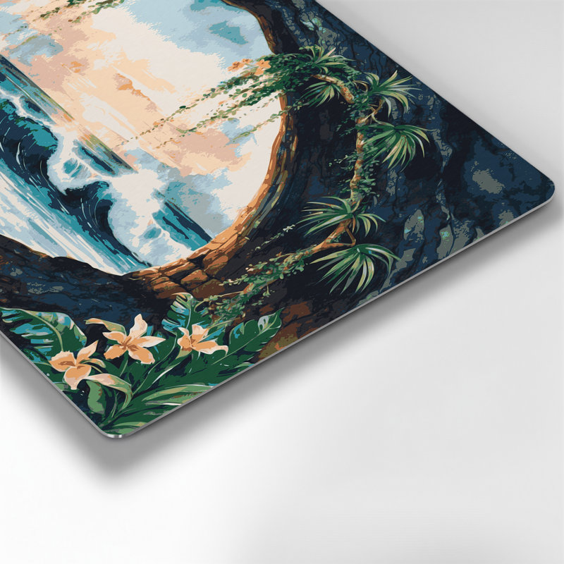 Art mural hawaïen avec arches naturelles grises, H 24 po x l 36 po