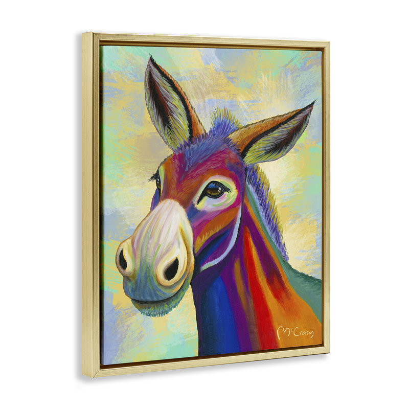 "Vibrant Donkey Expression", art par Jadei, H 31 po x l 25 po, Cadre flottant gris lustré
