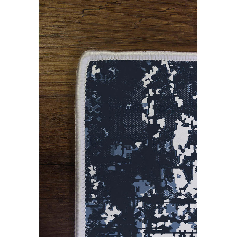 Tapis gris foncé / blanc en polyester tissé à plat à la machine Abarca, Rectangle 2 pi 7 po x 3 pi 11 po