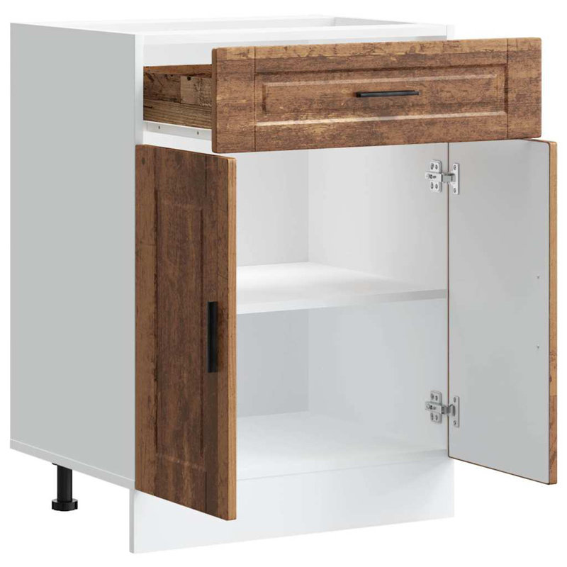 Latitude Run Kitchen Corner Base Cabinet Porto Engineered Wood, Old Wood, 60 x 46 x 81.5 cm