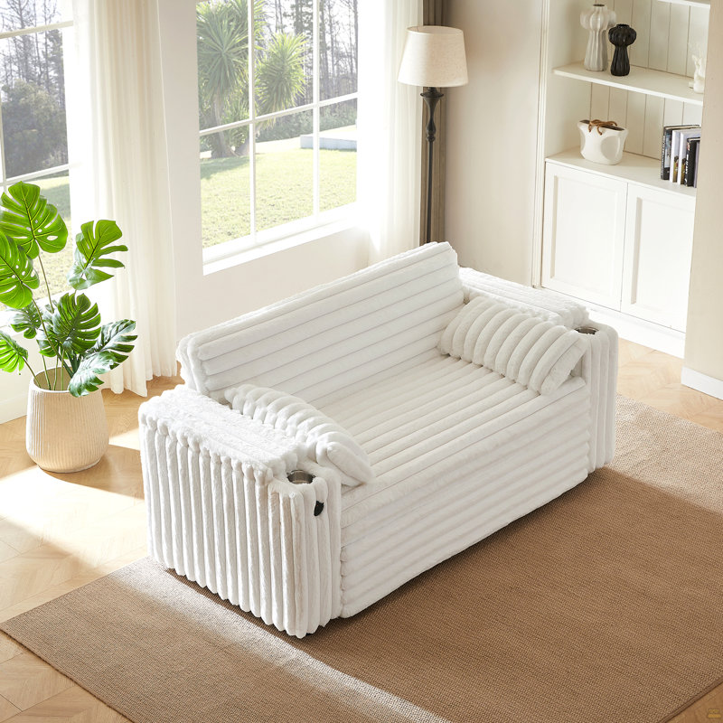 Loveseat Sleeper Sofa With Storage Armrest ,USB Port