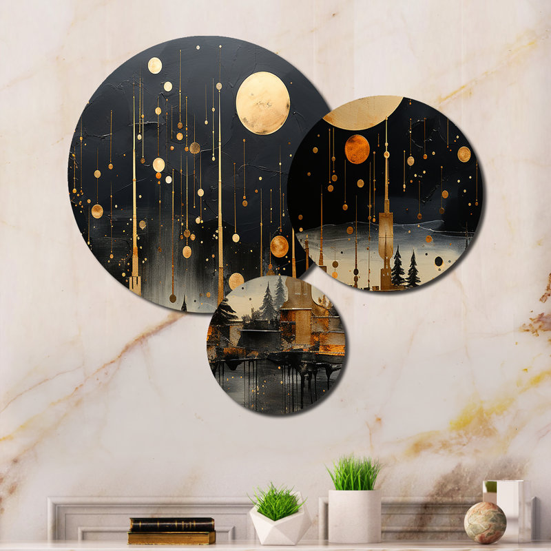 Collage Constellations II Abstract Wall Decor on Metal