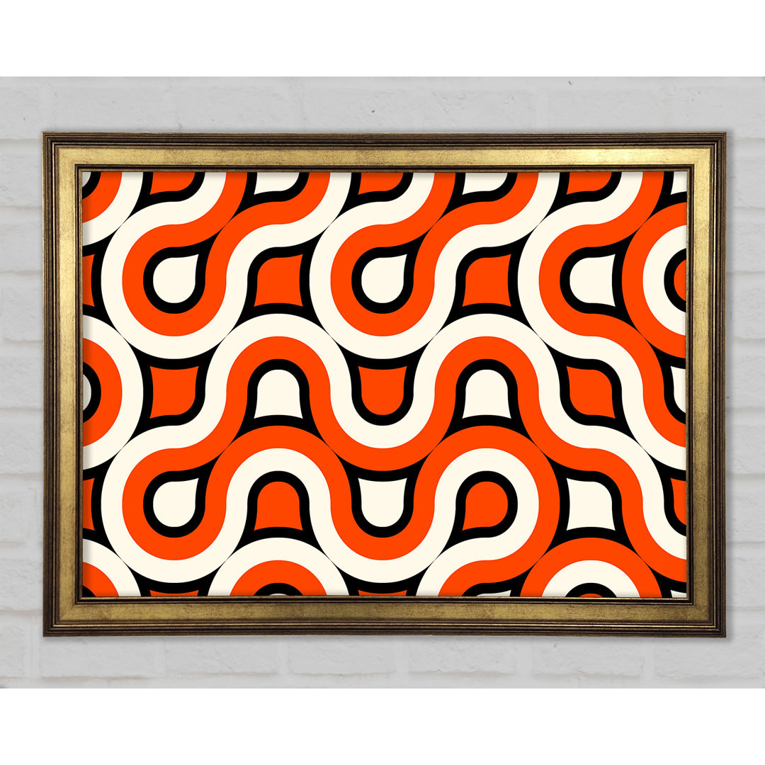 Gerahmtes Leinwandbild Graphical Maze Orange