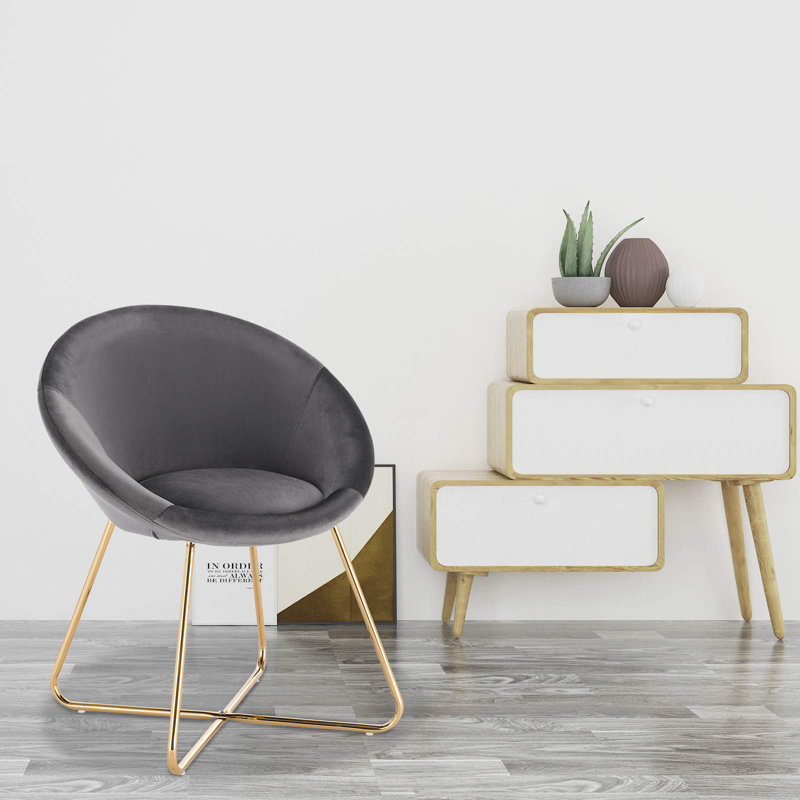 Azzouz 76cm H Metal Side Chair, Grey/Brown/Blue