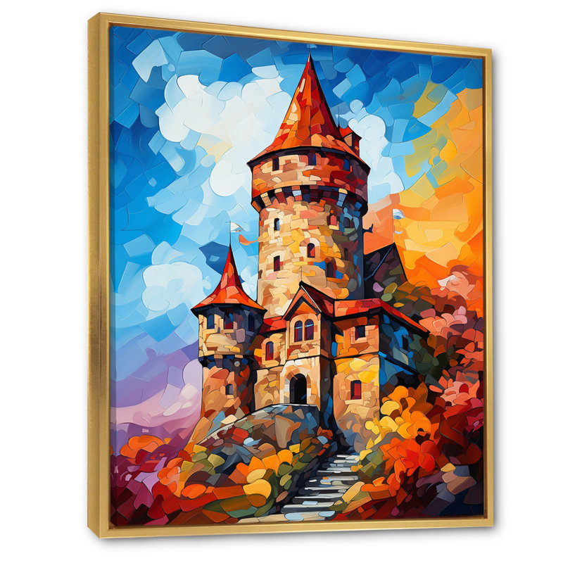 «Beautiful Sunset Over Old», impression sur toile, Cadre flottant doré, H 32 po x l 16 po x P 1 po