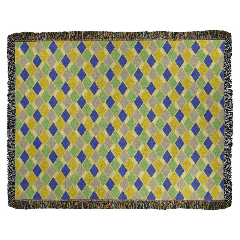 Couverture en coton Katelyn Elizabeth, l 50 po x L 60 po, Jaune / Bleu
