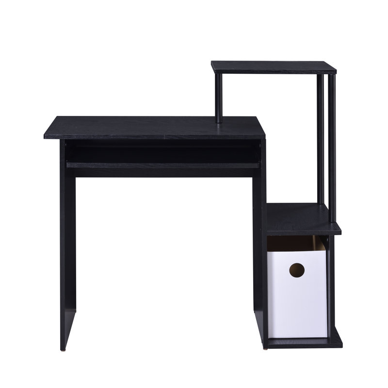 Bureau d'ordinateur noir avec plateau à clavier et tablettes | Idée de cadeau