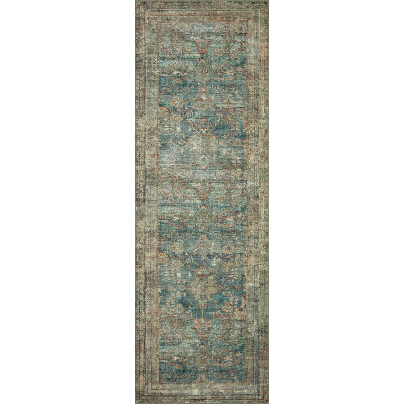 Tapis bleu océan / épice lavable à la machine Magnolia Home par Joanna Gaines X Loloi Banks