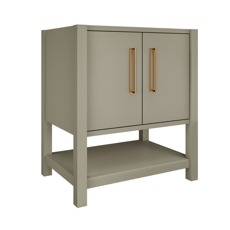 Kiawah Single Bath Vanity, 30", French Olive, Satin Gold