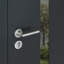 Porte d'entrée extérieure prémontée en acier Cynex 6777, inserts en acier inoxydable noir, style moderne, peint, largeur 91,4 cm x hauteur 203,2 cm, ouverture à gauche vers l'intérieur.-93484011-93484013-93484037