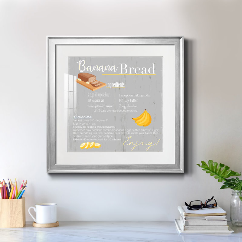 Banana Bread - Photo encadrée, art textuel, Cadre argenté, H 17,5 po x l 17,5 po x P 1,5 po