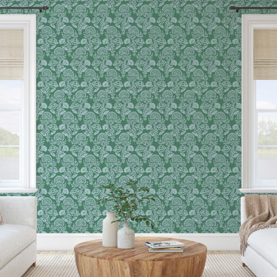 Papier peint floral damassé pelez et collez