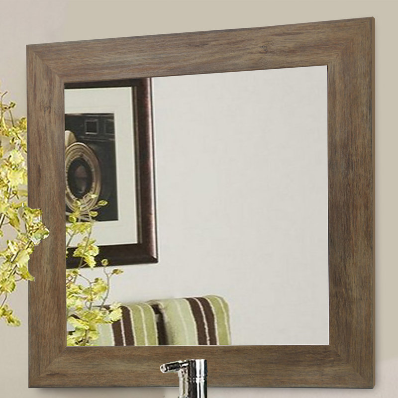 Adnrea Wood Flat Wall Mirror, 29.5" H x 29.5" W