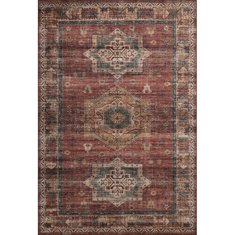 Aaronley Machine Washable Spice / Multi Area Rug, Rectangle 9' x 12'