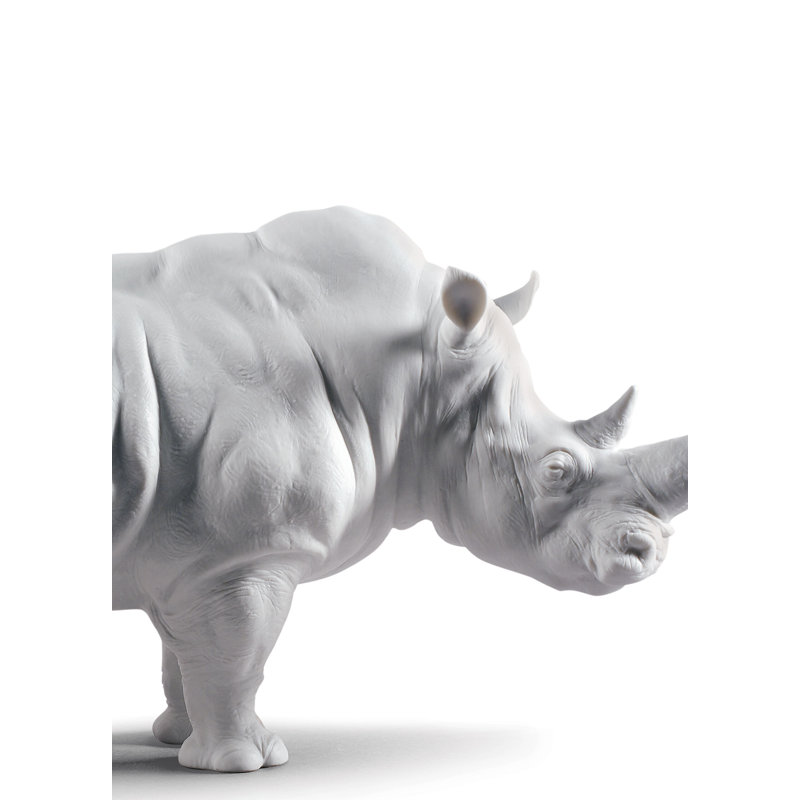 Rhino Figurine, 8.66" H x 17.72" W x 7.48" D, Black