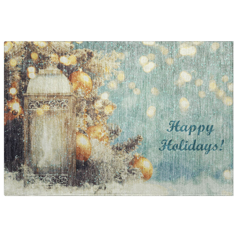 Premium Machine Washable Dream Shag ADS214 Christmas Lantern Rug, 1'8" x 2'6"