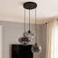 Luminaire suspendu à trois têtes en verre gris fumée - longueur réglable / base E26 / interrupteur mural-1840022258