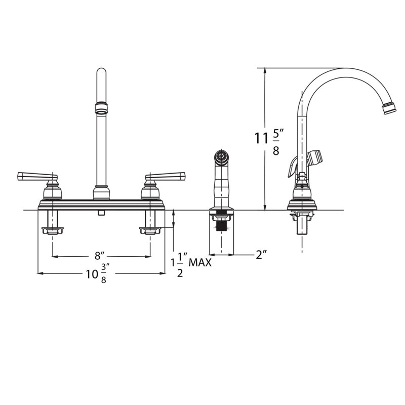 Huntington Brass Sienna Kitchen Faucet with Side Spray, Satin Nickel