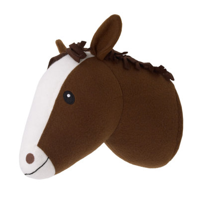 Fausse taxidermie en forme de tête de cheval en molleton moelleux