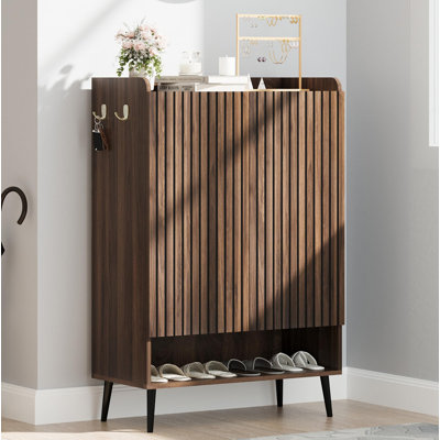 Large Shoe Cabinet with Doors, 6 Tier Shoe Storage Cabinet with Adjustable Shelves, Freestanding Shoe Rack Cabinet