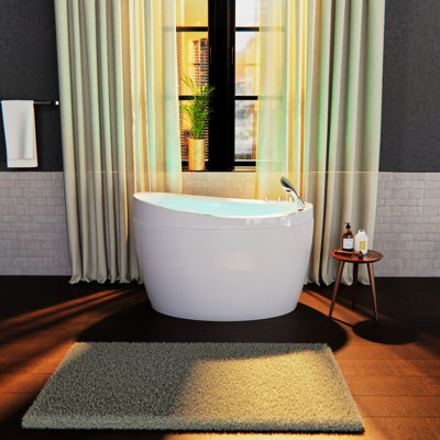 31.5'' x 59'' Freestanding Soaking Plastic / Acrylic Bathtub with Faucet