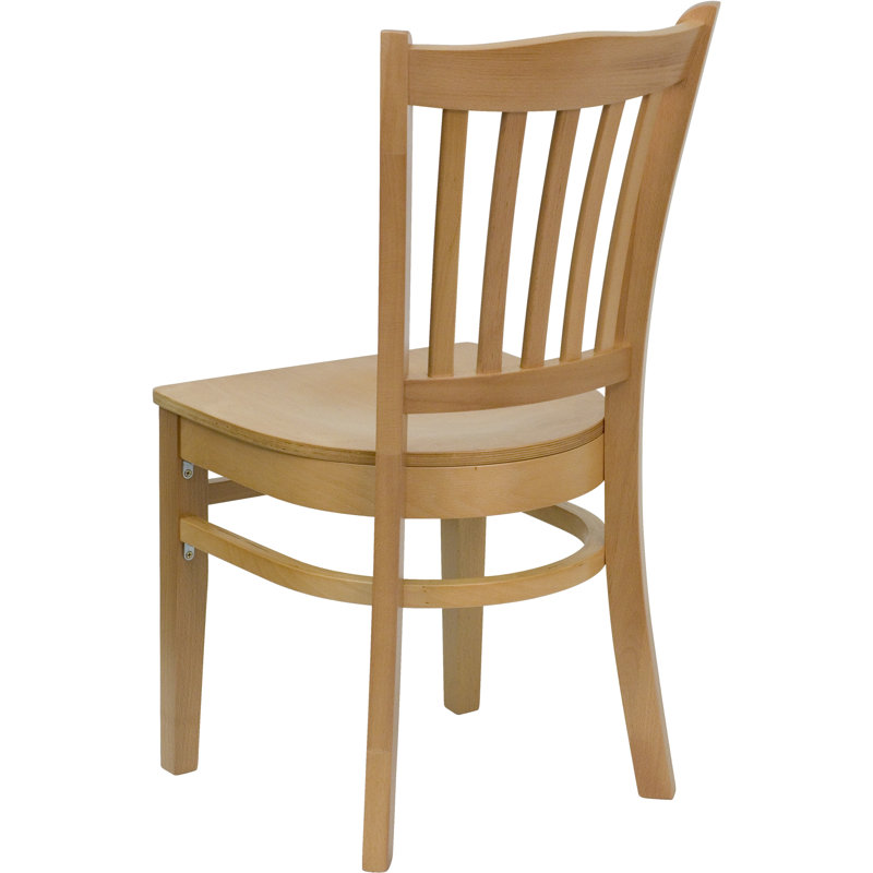Prompton Vertical Slat Back Wooden Restaurant Chair, Natural