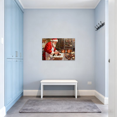 Christmas Santa Making Chocolate Cookies In Kitchen