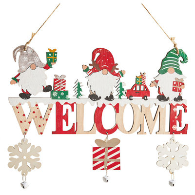 Christmas Welcome Home Door Sign Wooden Holiday Hanging Decorations, Christmas Home Decor Welcome Sign for Front Door