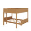 Lit superposé en bois avec tablette et échelle de rangement intégrées, lit superposé peu encombrant avec support à lattes-619029836