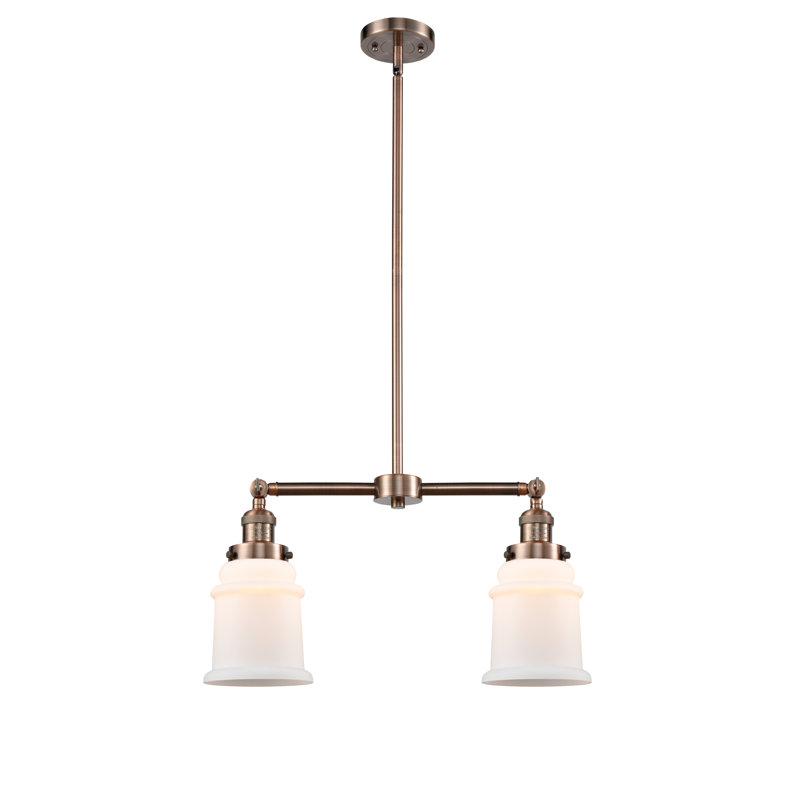 Galaviz 2 - Light Kitchen Island Pendant, 6 Watt Vinage LED Bulb, Seedy, Antique Copper