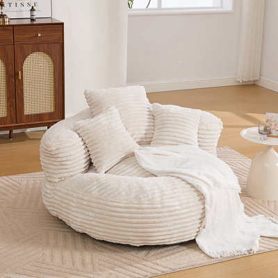 Fauteuil à billes surdimensionné avec 3 coussins et accoudoirs, idéal pour le confort et le style dans n'importe quelle pièce