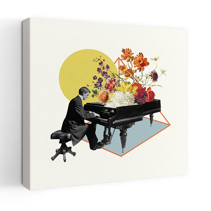 «And He Played His Piano», art mural contemporain, H 36 po x l 36 po
