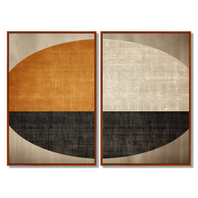 Ensemble de 2 reproductions d'art sur toile abstraites orange et noir