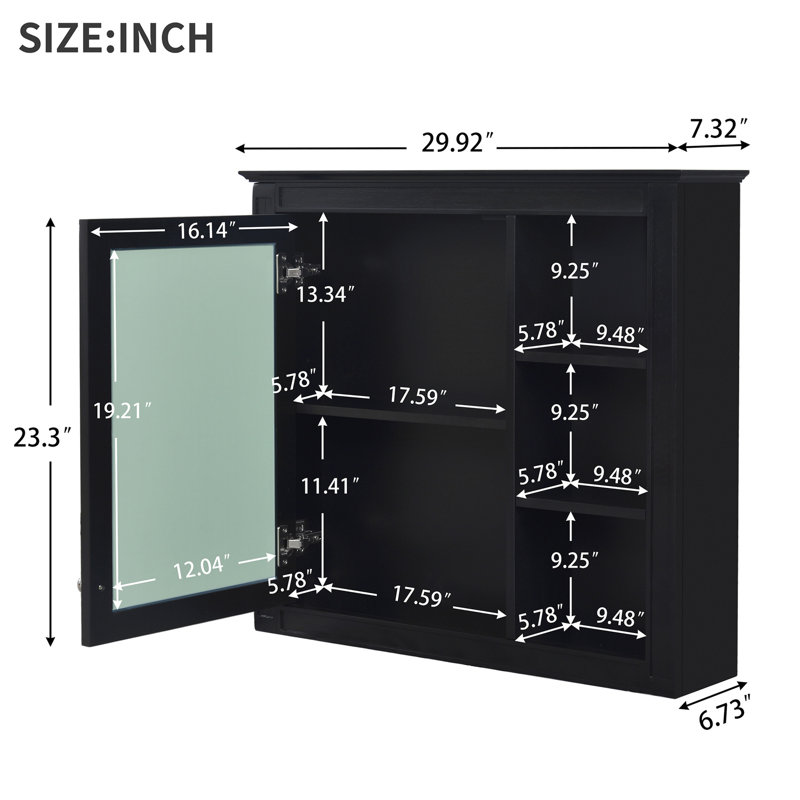 Armoire de salle de bain avec miroir 30 po x 28 po