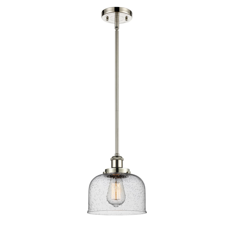 Mini luminaire suspendu en forme de tige 8 po Ballston Urban Bell, Grainé, Nickel poli, DEL