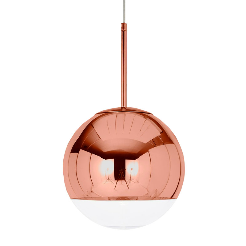 Luminaire suspendu sphère 1 lumière Ozuna, Or rose, H 59 po x l 14 po x P 14 po