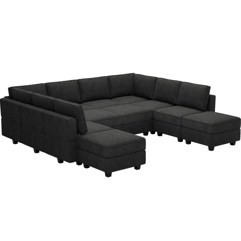 Canapé-lit modulaire Neemi, Mélange de polyester noir