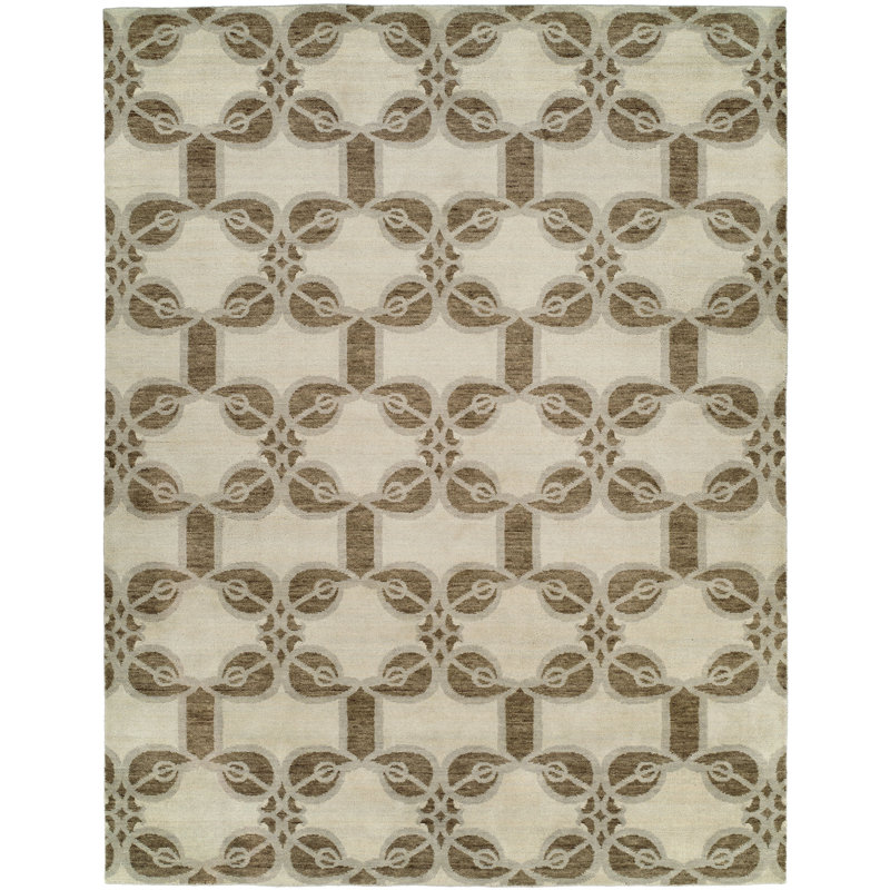 Tapis ivoire noué à la main Amariana, Rectangle 6 pi x 9 pi