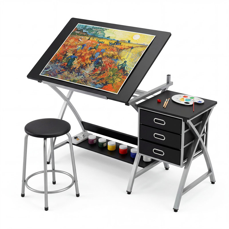 Metal Base Drafting Table