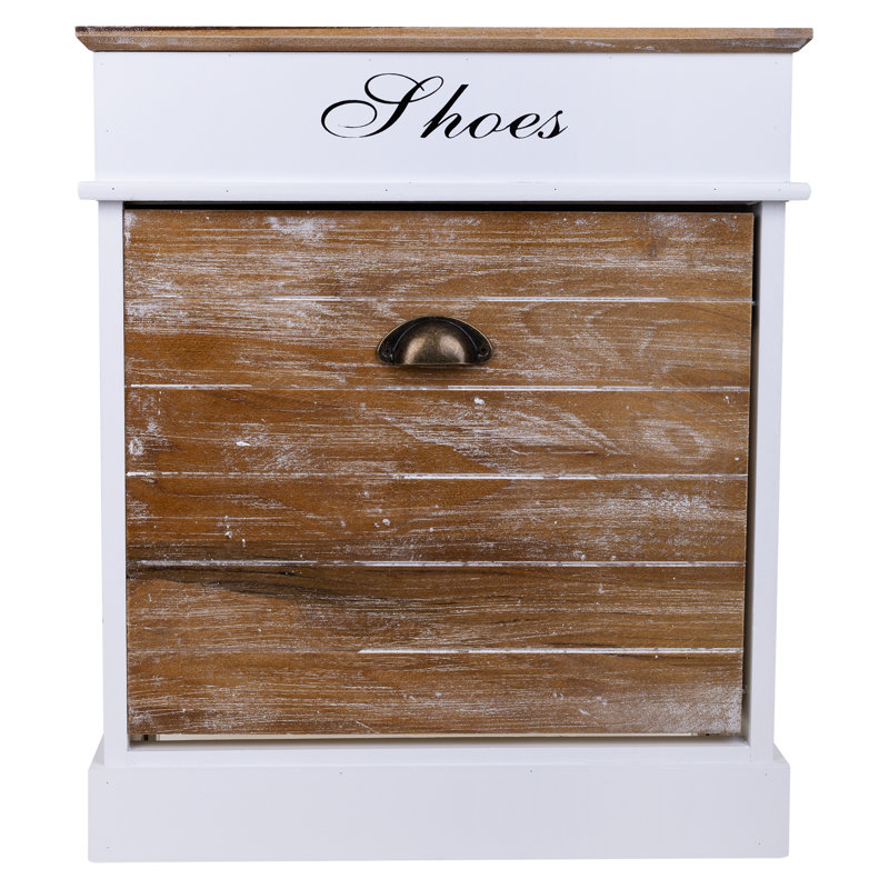 4 Pair Shoe Rack, Brown/White