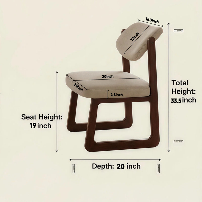 Chaise rembourrée moderne de 21 po avec dossier réglable, structure en bois massif (finition noyer), chaise décorative confortable, convient aux salles à manger ou aux bureaux à domicile, disponible en ensemble de 2