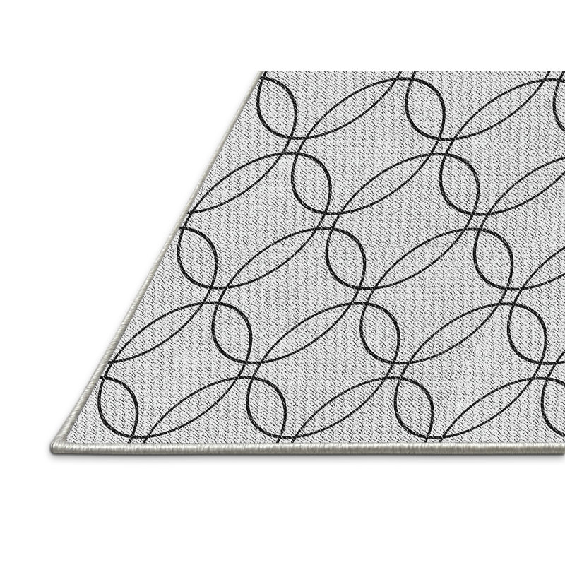 Tapis noir à motifs géométriques, Rectangle 7 pi x 10 pi