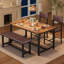 Ensemble de table de salle à manger pour 4 personnes, table de cuisine et 2 chaises rembourrées avec banc-114195201
